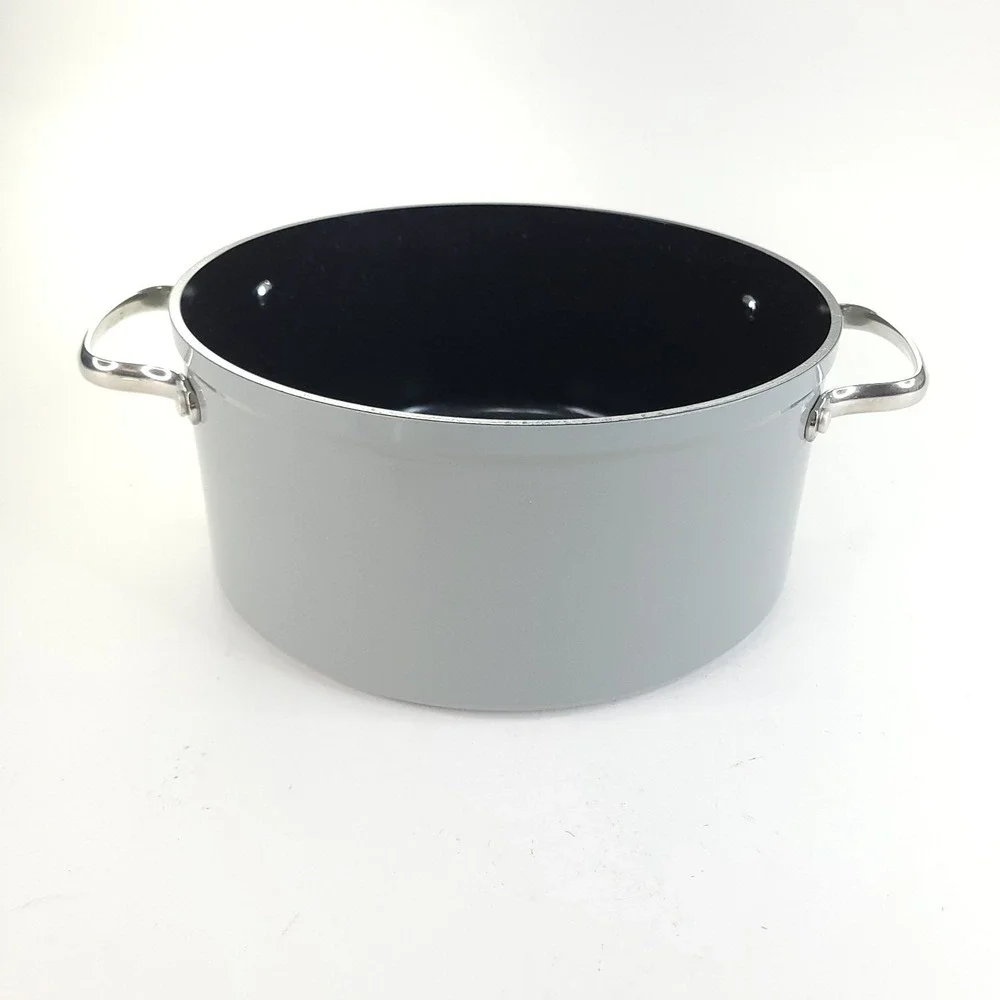 NuWave Duralon Blue 5 Qt. Ceramic Non-Stick Gray Stock Pot with Glass Lid
